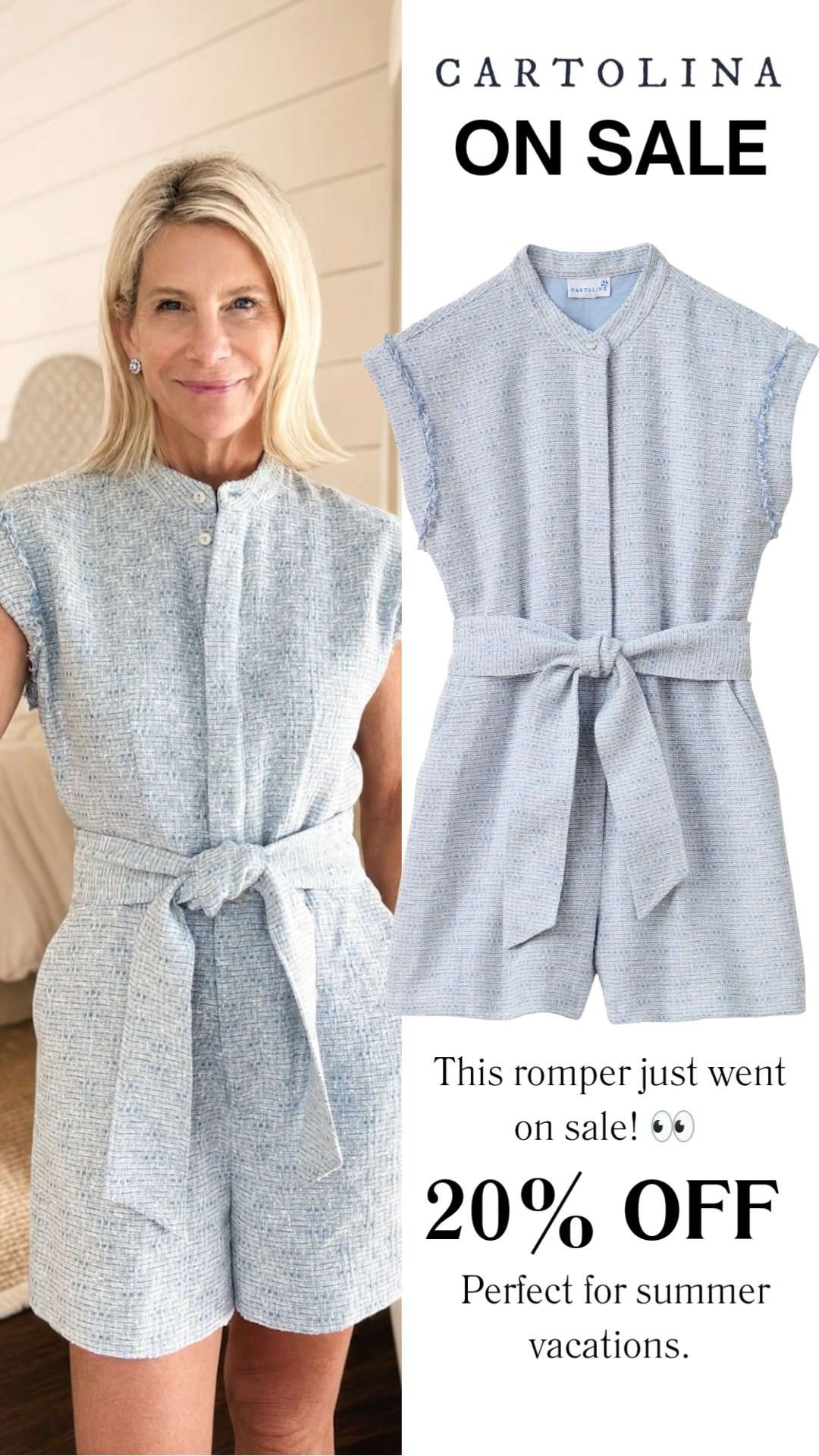 It's now 20% OFF with code SUMMER20.

This Cartolina romper is one of my favorite summer finds! The lightweight textured fabric, flattering tie waist, and easy silhouette make it perfect for vacations, brunch, and warm-weather events. 

❤️ Heart = Support my posts
📌 Save = Get sale & restock alerts
🛍️ Follow me on LTK for more effortless everyday style. 

 #LTKootd #LTKOver40 #LTKSaleAlert
