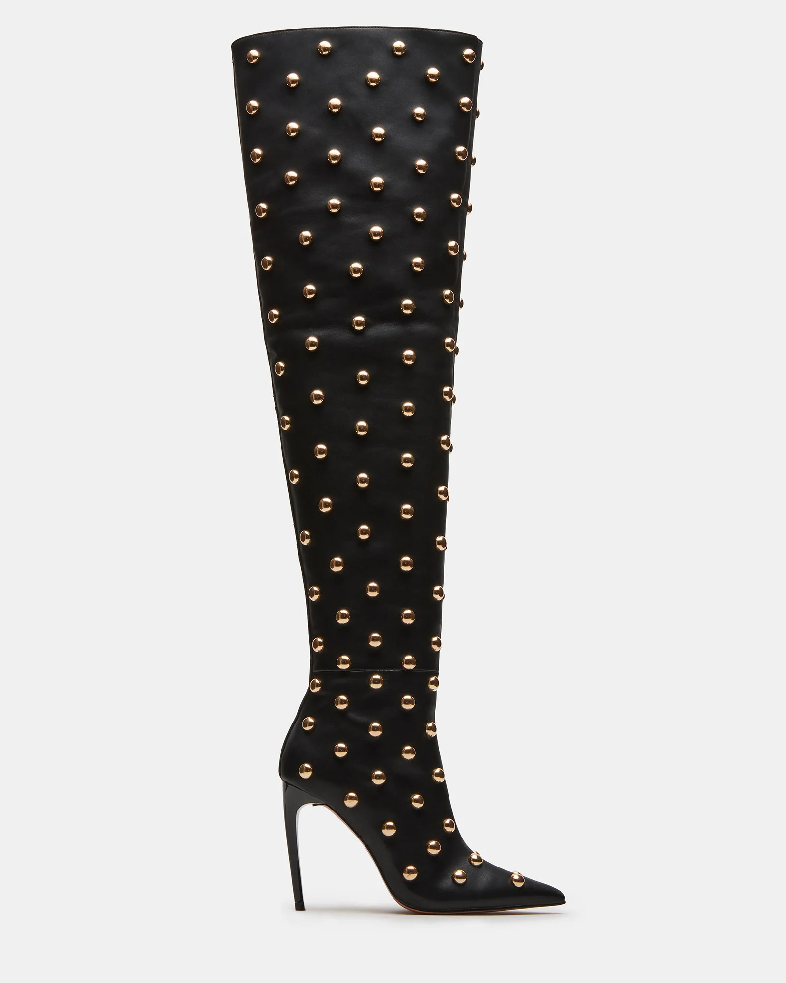 SPRITZ Black Pointed Toe Heeled Studded Boot | Women's Boots | Steve Madden (US)