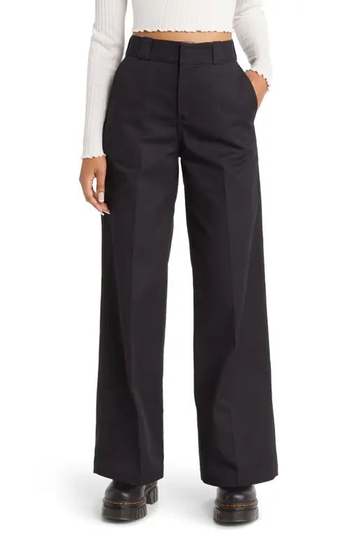Dickies Wide Leg Twill Pants in Stonewashed Black at Nordstrom, Size 4 | Nordstrom