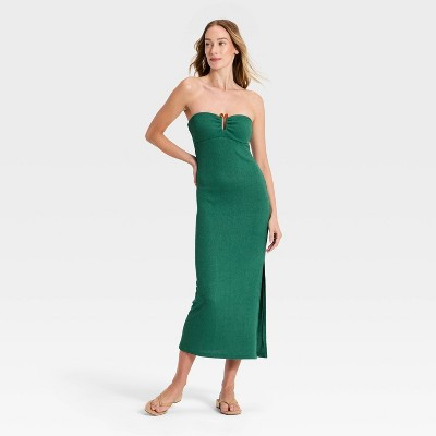 Women's Textured Knit Maxi Dress - A New Day™ Teal Green XL | Target