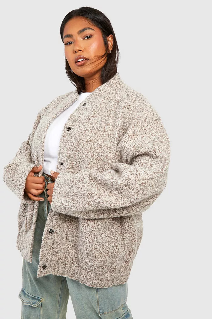 Plus Oversized Wool Bomber Jacket | boohoo (US & Canada)