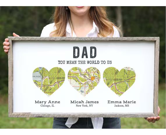 Personalized Christmas Gifts for Him Gift For Dad From Daughter Wood Heart Map By KnN, Long Dista... | Etsy (US)