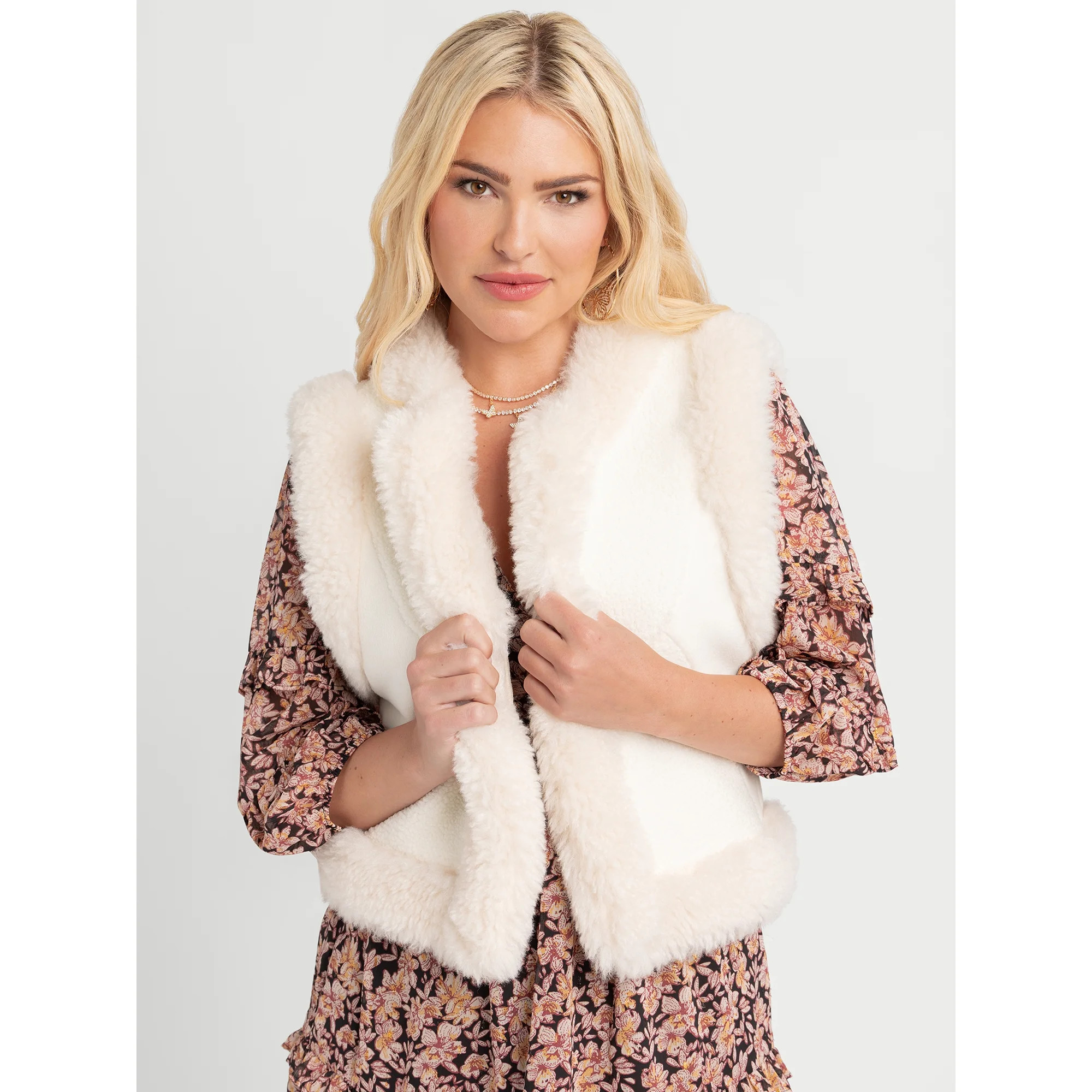 Jessica Simpson Women's Patchwork Faux Fur Vest, Sizes XS-XXL | Walmart (US)