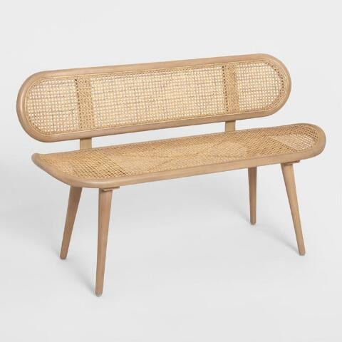Natural Cane and Mahogany Bench | World Market