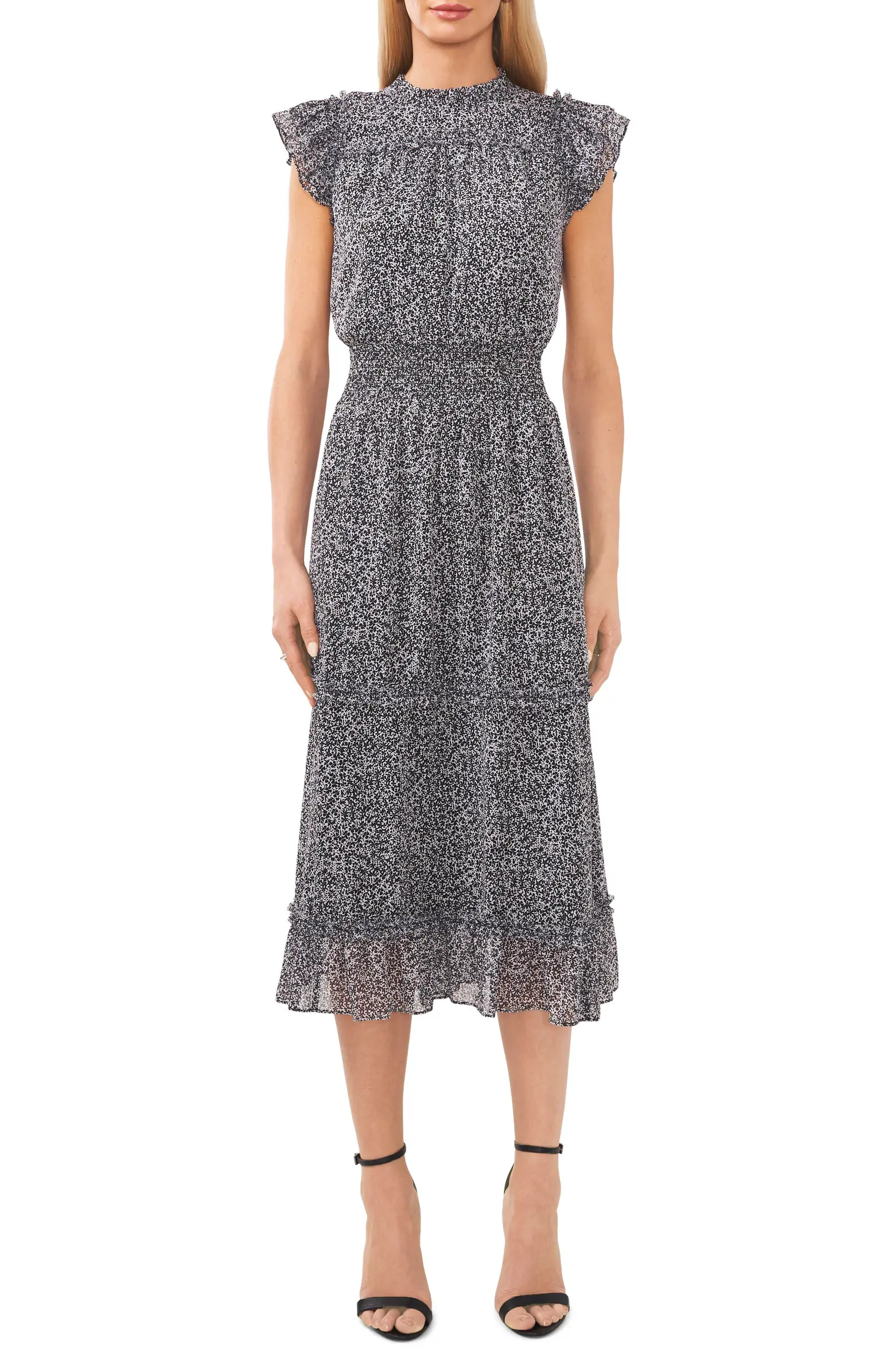 Halogen® Smocked Waist Tiered Ruffle Midi Dress | Nordstrom | Nordstrom