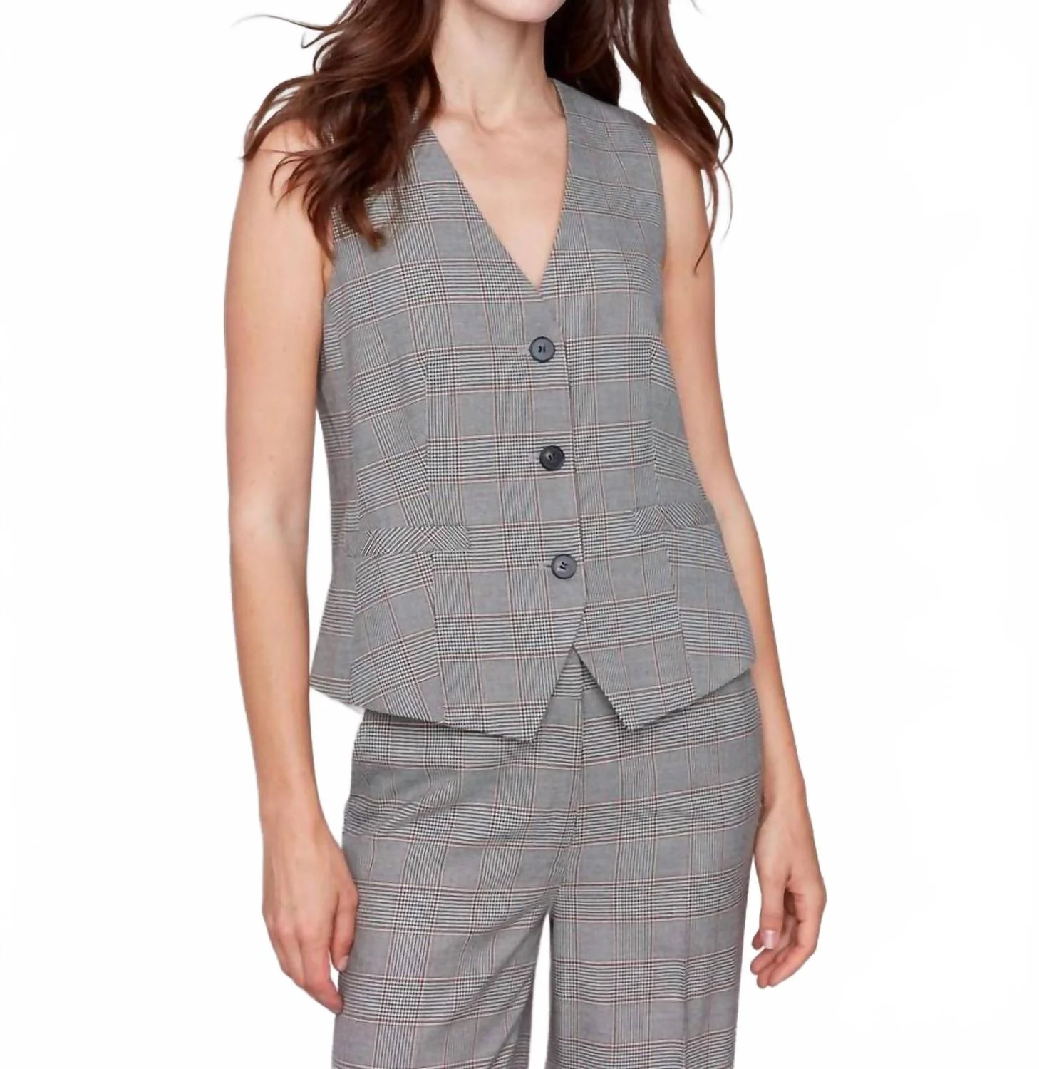Glen Plaid Suit Vest In Terracotta | Shop Simon