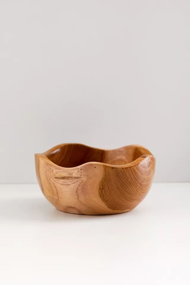 Teak Wood Scalloped Serving Bowl | Urban Outfitters (US and RoW)