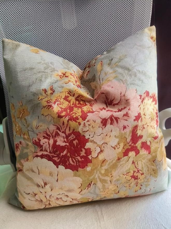 Decorative Pillow Cover French Country Cottage Blue Decor Floral Farmhouse Linen Throw Pillow Cus... | Amazon (US)