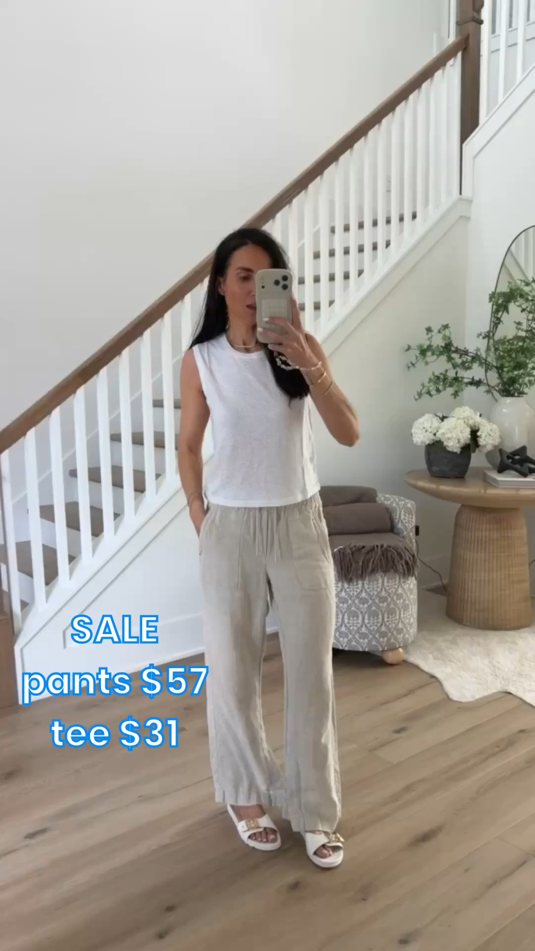 ATHLETA SALE pants $57 and tee $31.

linen pants outfit, casual summer outfit, neutral outfit, comfy chic, everyday summer style, resort wear, travel outfit, minimal style, summer basics, effortless outfit

#LTKootd #LTKSaleAlert #LTKOver40