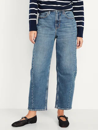 High-Waisted Barrel Ankle Jeans | Old Navy (CA)