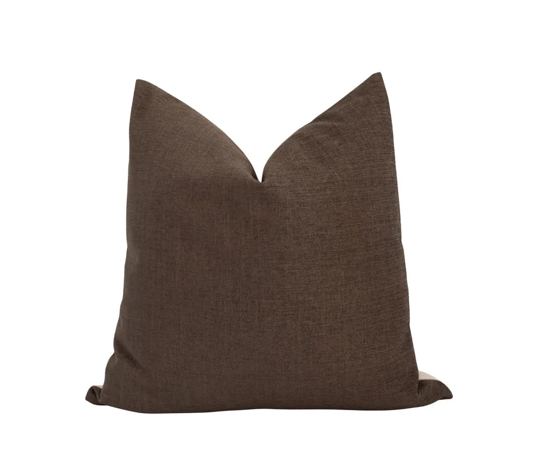 REMY || Dark Brown Pillow Cover Coffee Brown Pillow Moody Brown Pillow Masculine Throw Pillow Fal... | Etsy (US)