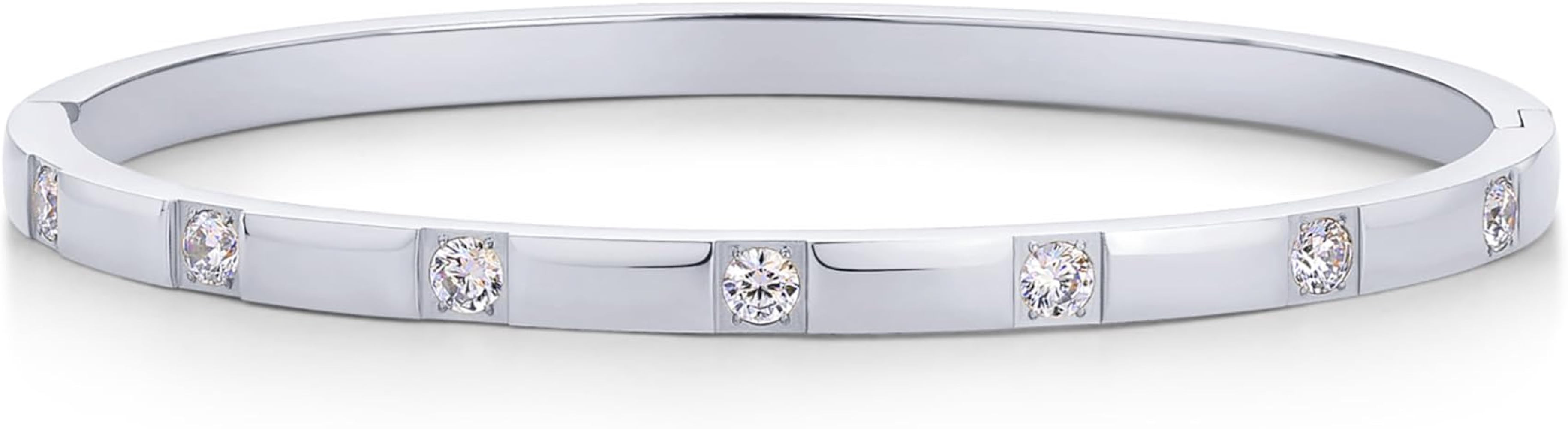 PAVOI Waterproof Thin Love Bracelet for Women - 14K Gold Plated Dainty Love Bangle with Cubic Zir... | Amazon (US)