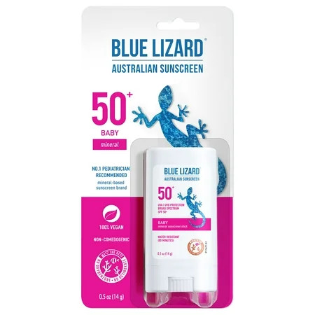 Blue Lizard TI12 BABY Mineral Sunscreen Stick with Zinc Oxide SPF 50+ Water Resistant UVA/UVB Protection - Easy to apply Fragrance Free .5 oz | Walmart (US)