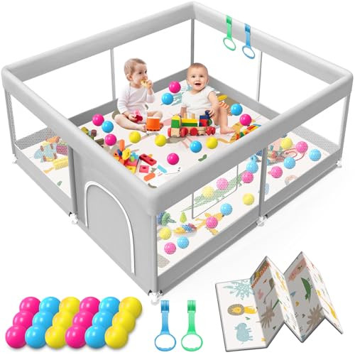 Baby Playpen with Mat, 50x50 Inch Playpen with Mat Waterproof for Babies and Toddlers Play Pen Pl... | Amazon (US)