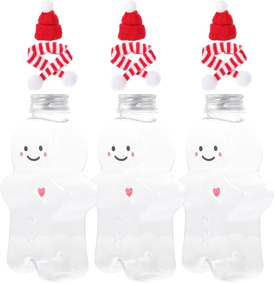 STOBOK 3 Sets Gingerbread Man Juice Bottle Christmas Empty Bottles Juicing Drinking Clear Beverag... | Amazon (US)