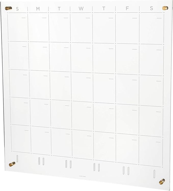 russell+hazel Acrylic Monthly Wall Calendar, Clear and Gold-Tone, Includes Wet Erase Markers and ... | Amazon (US)