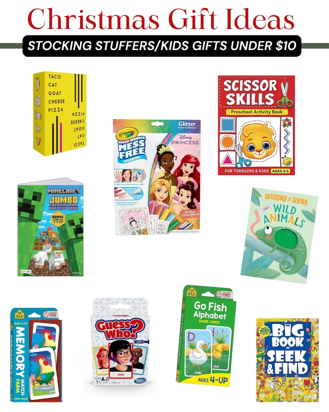 Some fun gift ideas or stocking stuffers under 10 bucks!! 