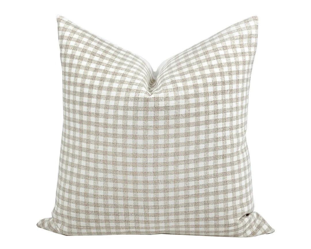 CHLOE | Beige Gingham Pillow Cover, Neutral Pillow, Farmhouse Pillow, Gingham Pillow, Beige and W... | Etsy (US)