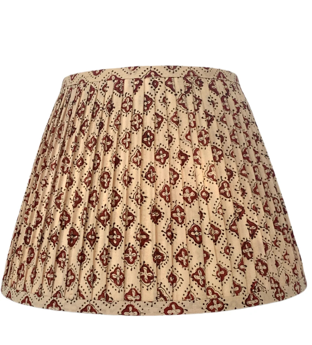 Pleated Lampshade: Beige Red Floral Block Print, Custom Made | Etsy (US)