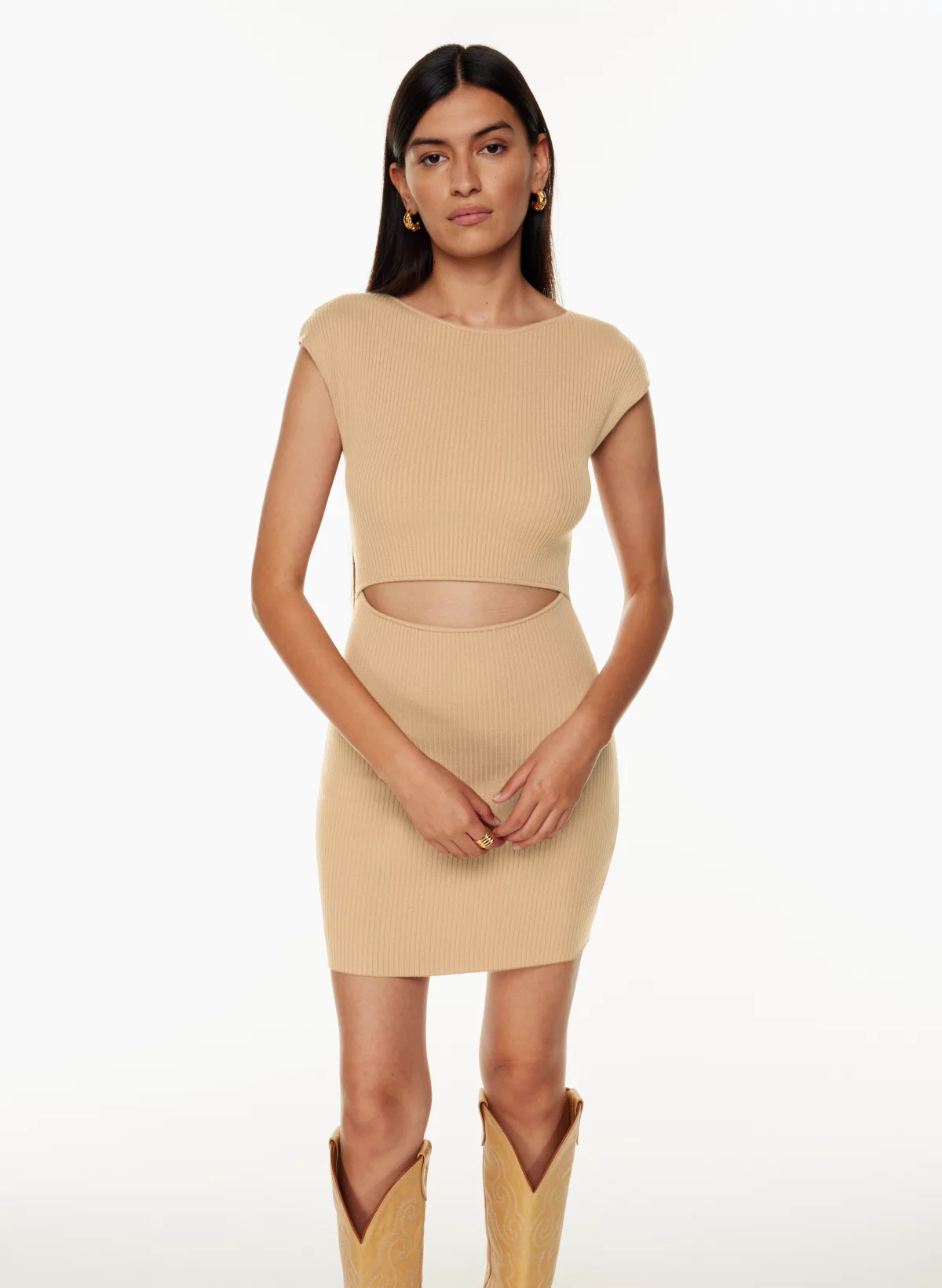 CUTOUT KNIT MINI DRESS | Aritzia