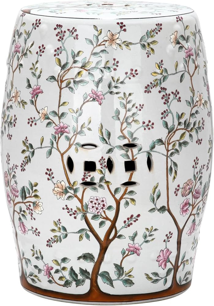 SAFAVIEH ACS4513A Blooming Tree Ceramic Decorative Garden Stool, White | Amazon (US)
