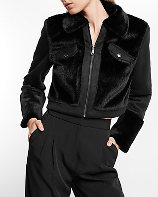 Faux Fur Cropped Moto Coat | Express