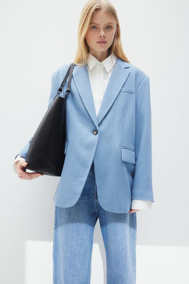 Oversized Blazer - Dusty blue - Ladies | H&M US | H&M (US + CA)