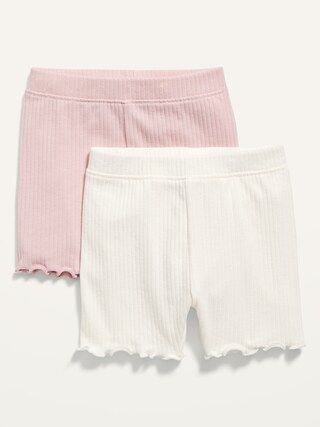 2-Pack Rib-Knit Lettuce-Edge Biker Shorts for Toddler Girls | Old Navy (US)