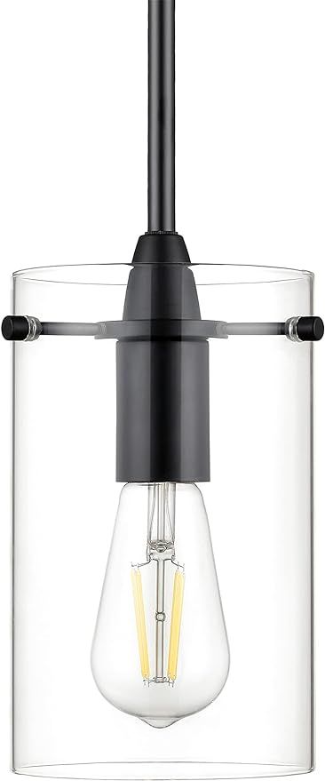 Black Pendant Light - Modern Effimero Mini Pendant Lighting for Kitchen Island Decor - Clear Glas... | Amazon (US)