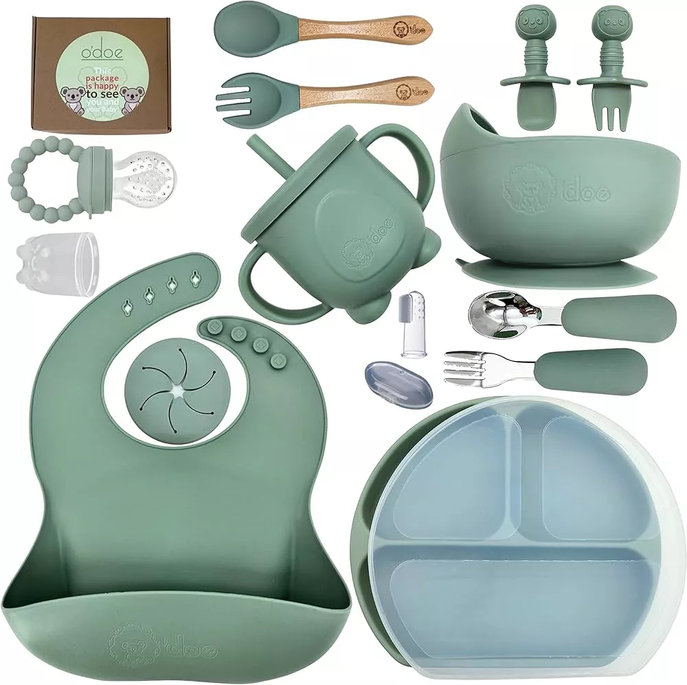 PandaEar Silicone Baby Feeding Set 6-12 Months, Baby LED Weaning Supplies