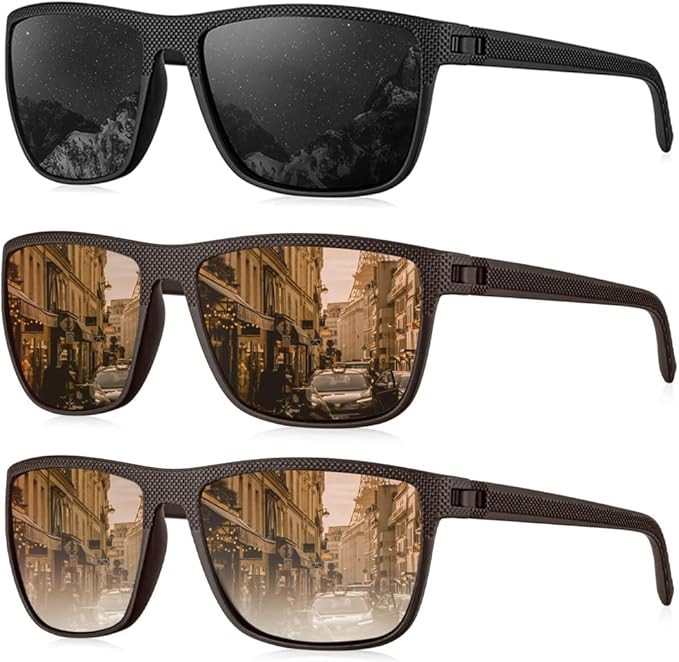 Polarized Sunglasses for Men, Sunglasses Mens Polarized for Driving, Fishing, Golf, 3PACKS | Amazon (US)