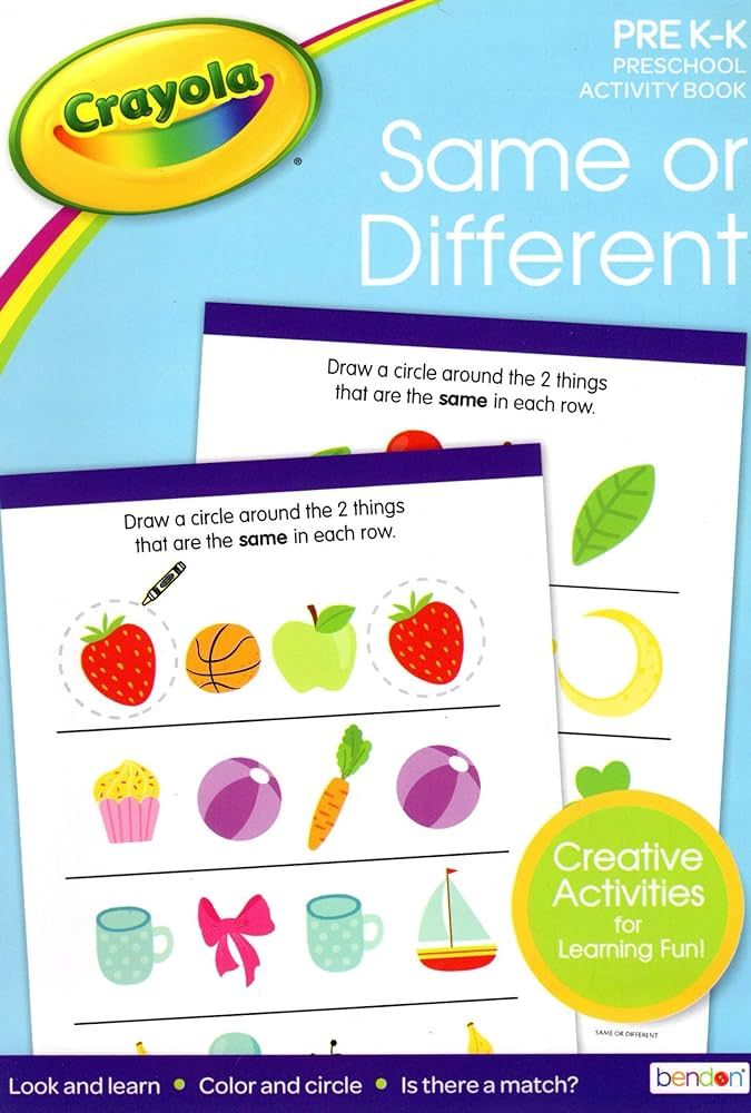 Crayola - Same or Different - Pre K-K Preschool Learning Educational Activity Workbook | Amazon (US)