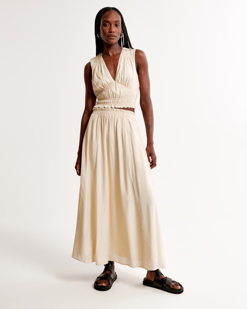 Crinkle Textured Maxi Skirt | Abercrombie & Fitch (US)