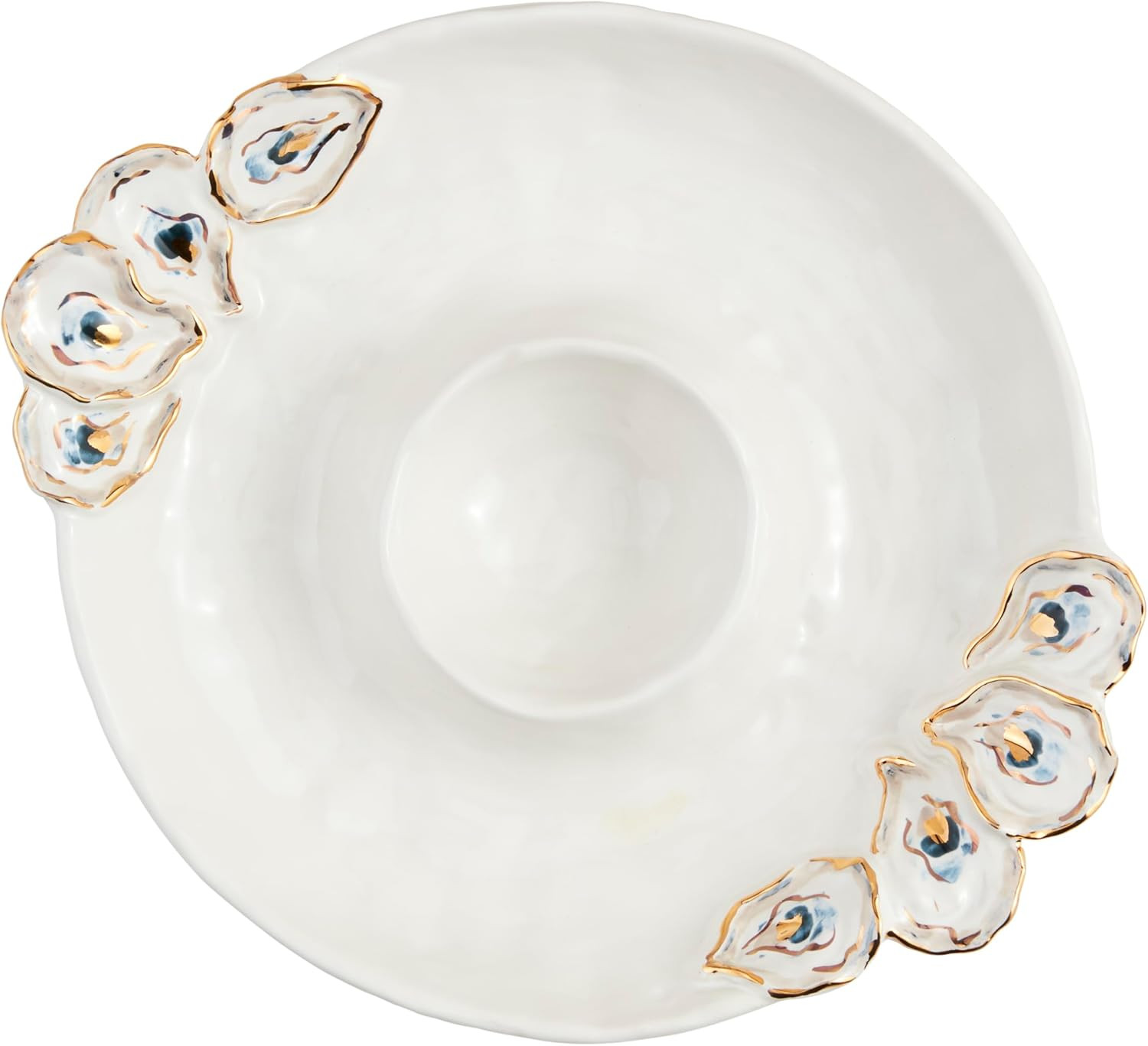 Mud Pie Oyster Chip And Dip Bowl Set; 2" x 10 1/2" dia | Amazon (US)