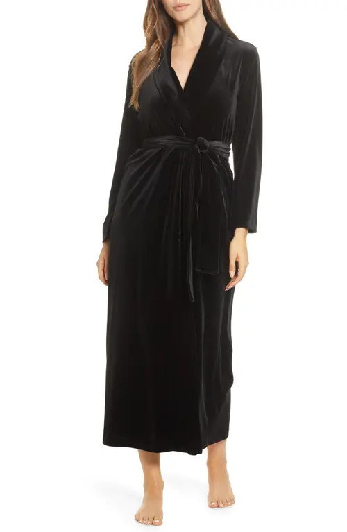 Natori Natalie Velvet Robe in Blk Black at Nordstrom, Size Large | Nordstrom
