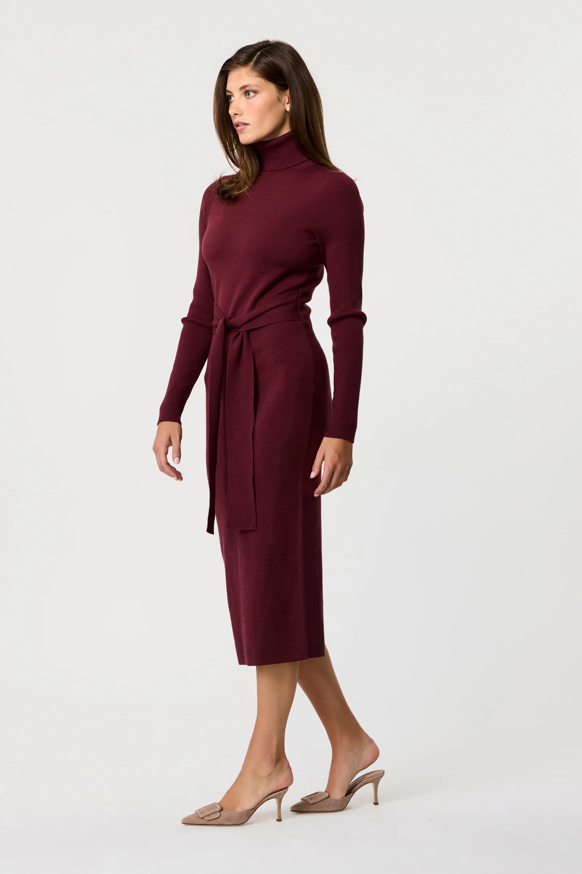 Logan Long Sleeve Turtleneck Tie Front Dress | Toccin