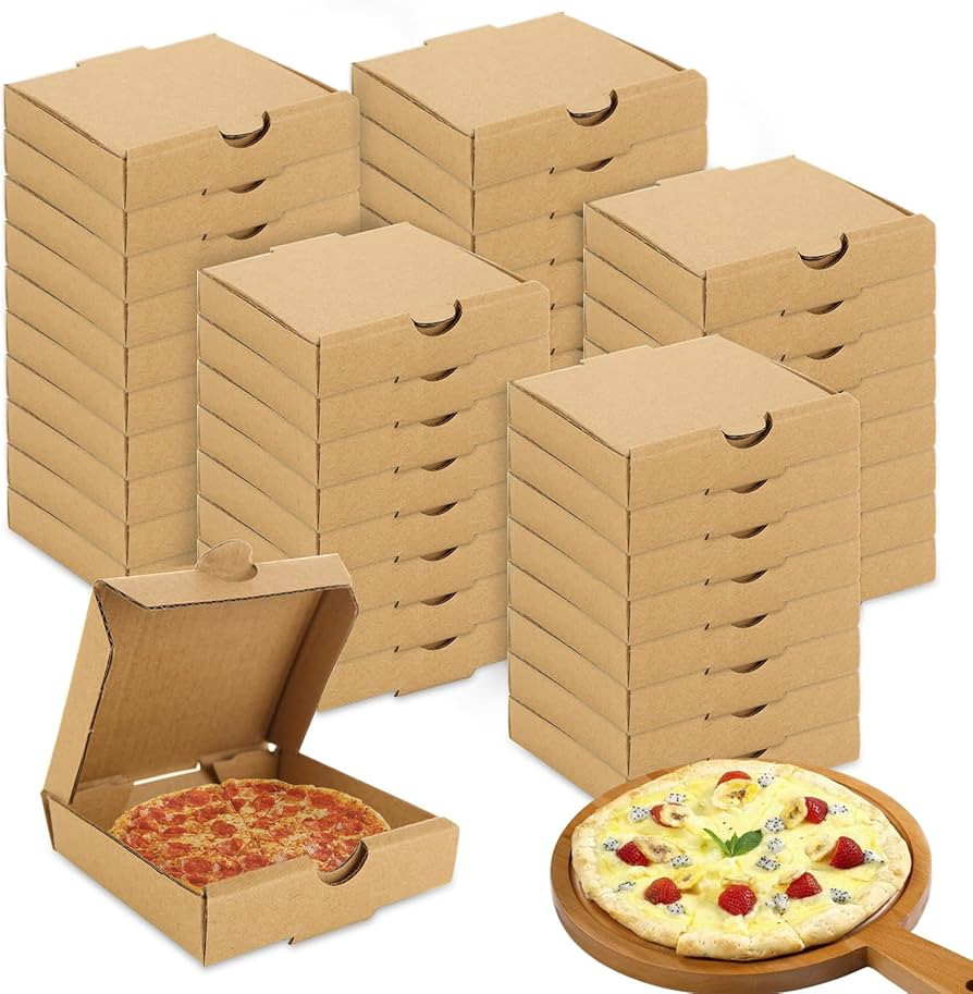 RHBLME 50 PACK Mini Pizza Boxes, 3.5 x 3.5 x 0.8 Inch Small Pizza Boxes Lock Corner Clay Coated T... | Amazon (US)