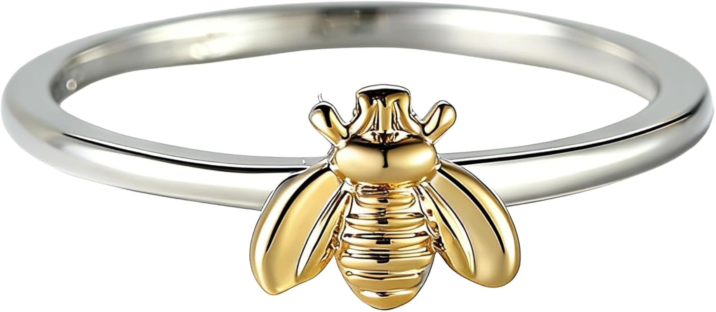 TSECIMGS White Gold Plated Halo Bee Ring Insect Design Animal Theme Band Ring, 8, Metal, No Gemst... | Amazon (CA)