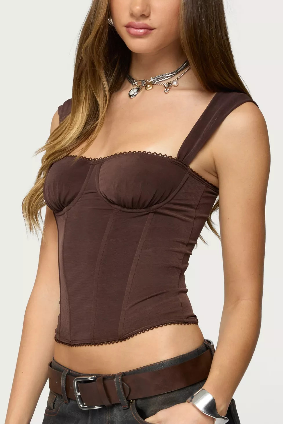 Edikted Marcella Wide Strap Mesh Corset | Urban Outfitters (US and RoW)