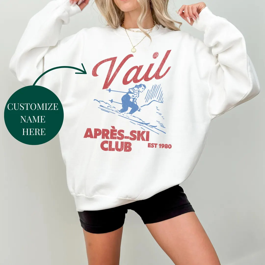 Customized Après-Ski Crewneck Sweatshirt | Custom Skiing Trip, Bachelorette Party Outfit | Perso... | Etsy (US)