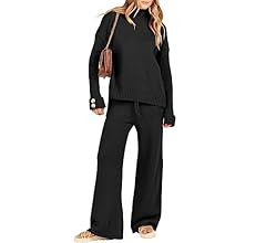 ANRABESS Women's Two Piece Outfits Sweater Sets Long Sleeve Knit Pullover and Wide Leg Pants Loun... | Amazon (US)