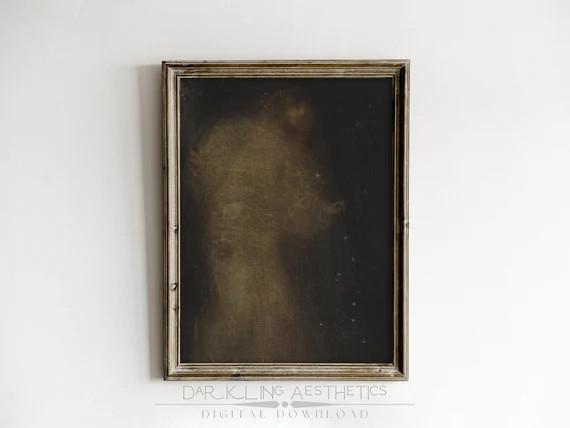 Mystical Veiled Woman and Stardust Painting  Vintage Moody - Etsy | Etsy (US)