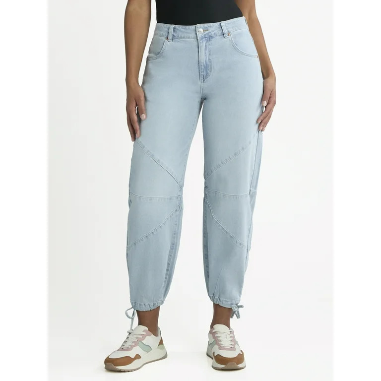 Madden NYC Women’s Barrel Jeans with Drawstring Hem, 28" Inseam, Sizes 0-18 | Walmart (US)