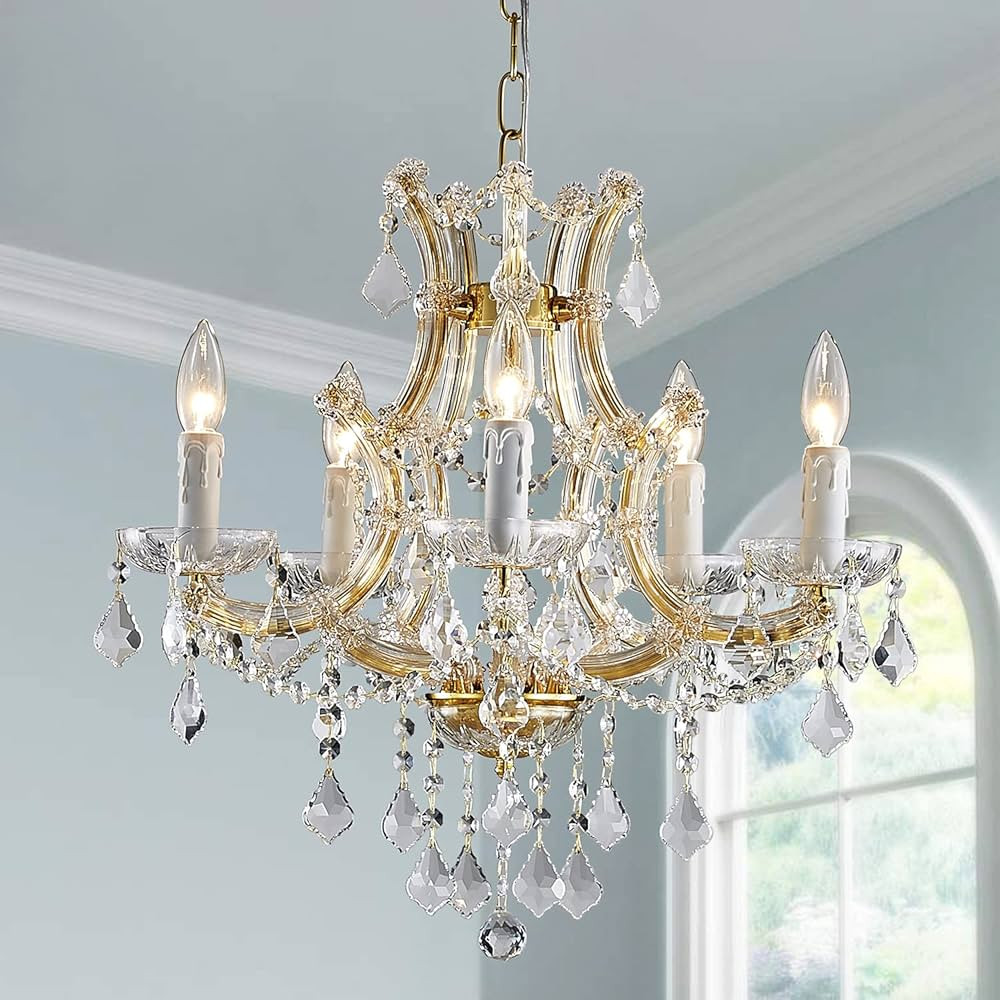 Saint Mossi 5-Lights Maria Theresa K9 Crystal Chandelier Light Fixture,Modern Chandelier Gold Cha... | Amazon (US)