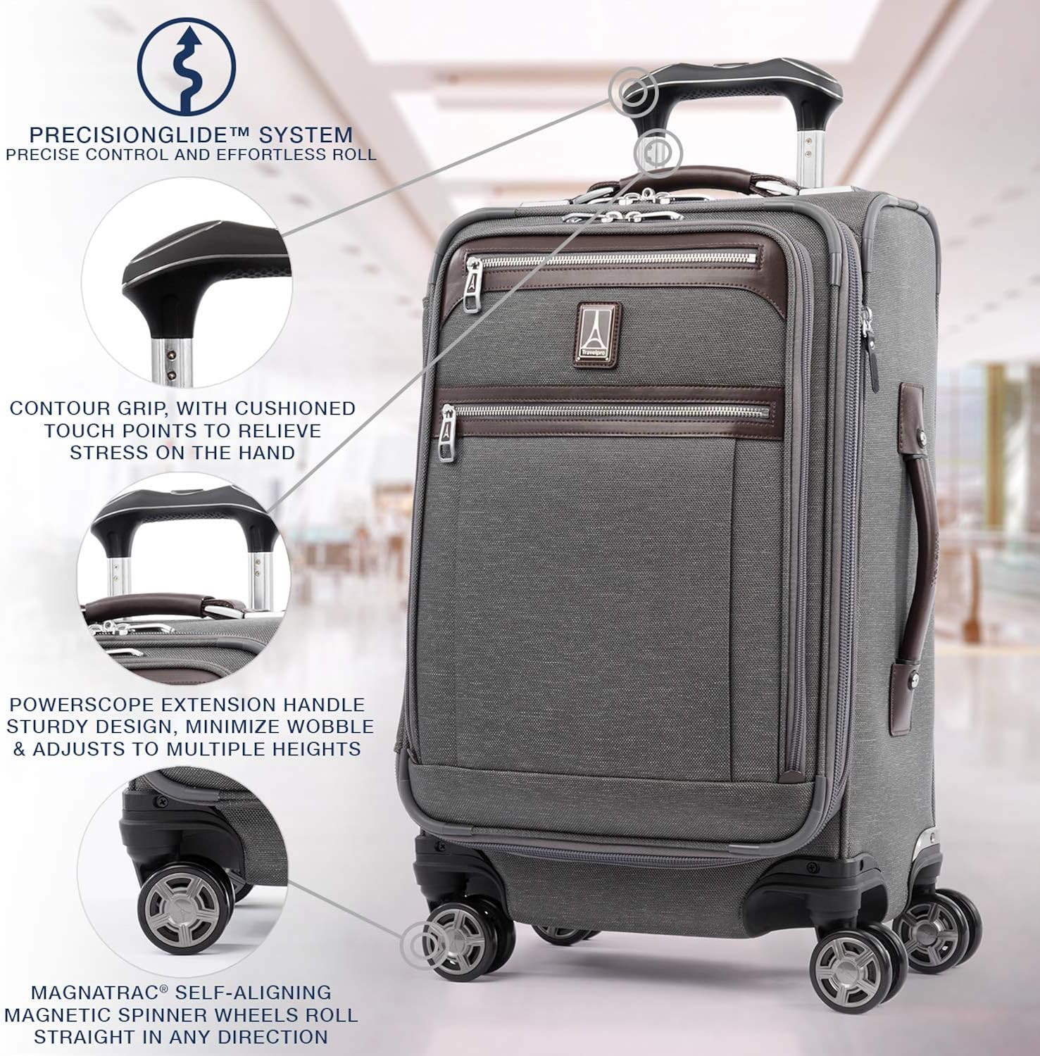 Travelpro Platinum Elite-Softside Expandable Spinner Wheel Luggage, Vintage Grey, Carry-On 21-Inc... | Amazon (US)