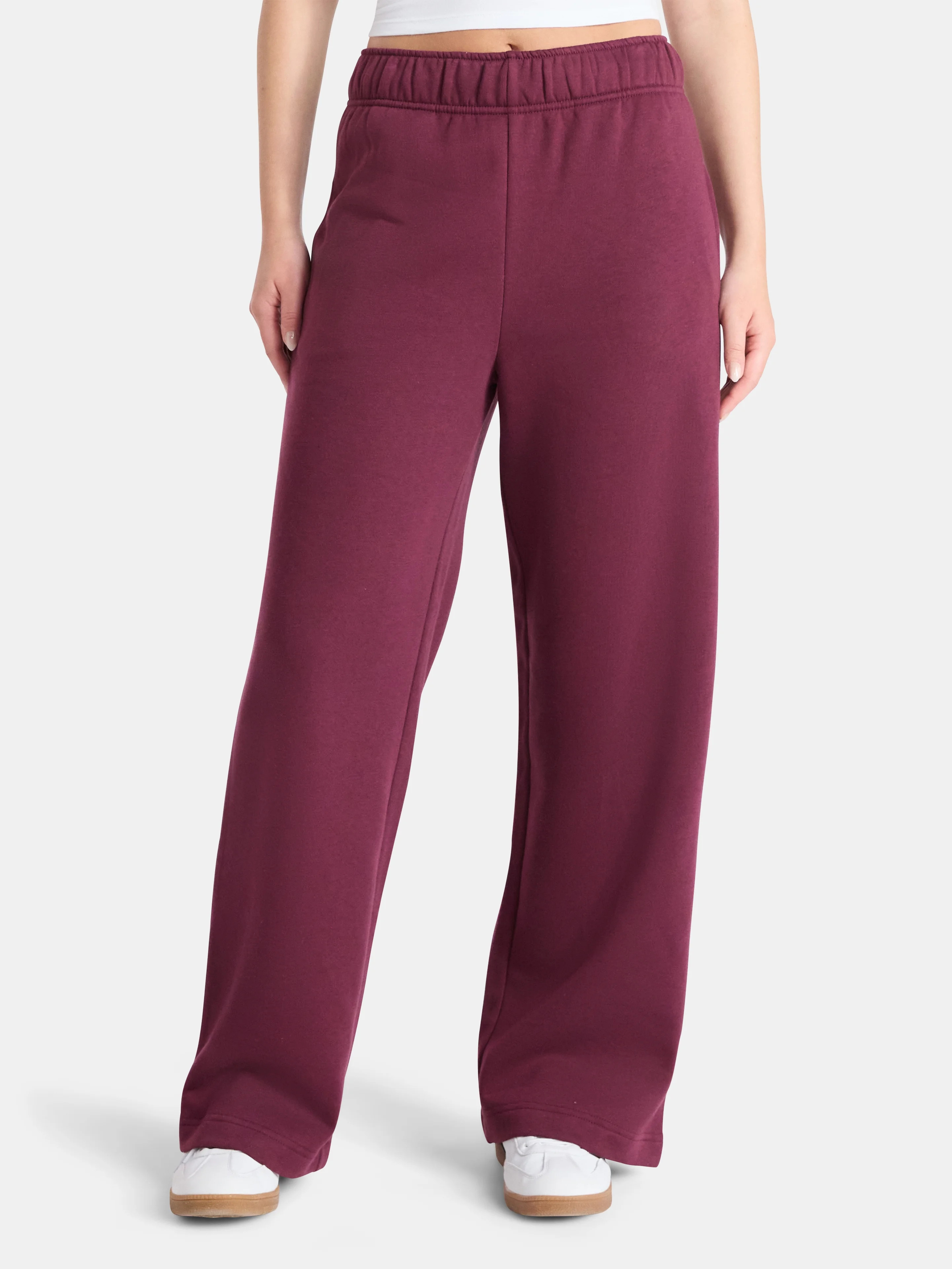 No Boundaries Wide-Leg Foldover Fleece Pants, 30'' Inseam, 2-Pack, Women's | Walmart (US)