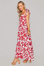 BuddyLove | Arlene Tie-Shoulder Maxi Dress | Scarlet Flower | BuddyLove