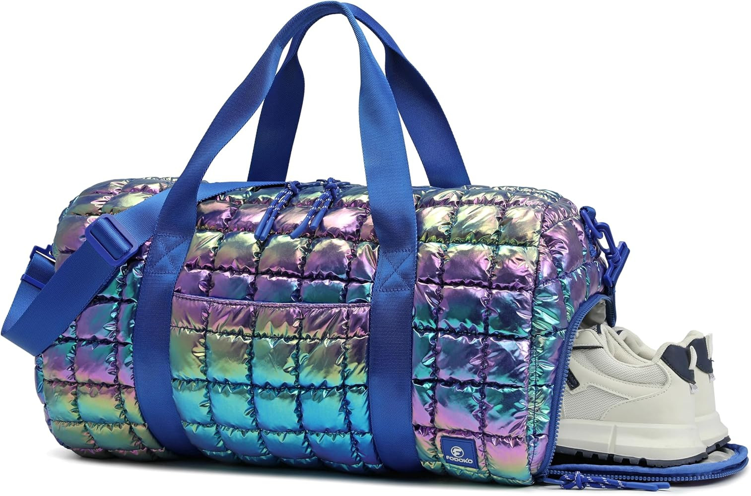 Quilted Duffel Bag for Women, Puffer Gym Duffle Bag with Shoe Compartment Lightweight Large Cross... | Amazon (US)