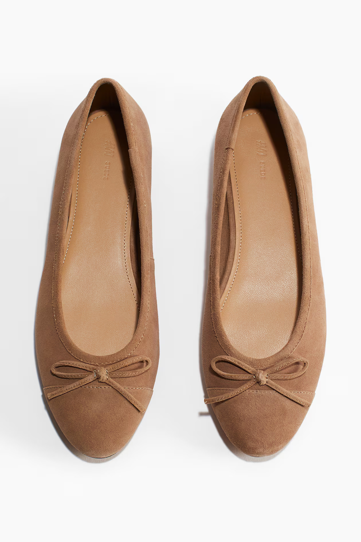 Leather ballet pumps - Dark beige - Ladies | H&M GB | H&M (UK, MY, IN, SG, PH, TW, HK)