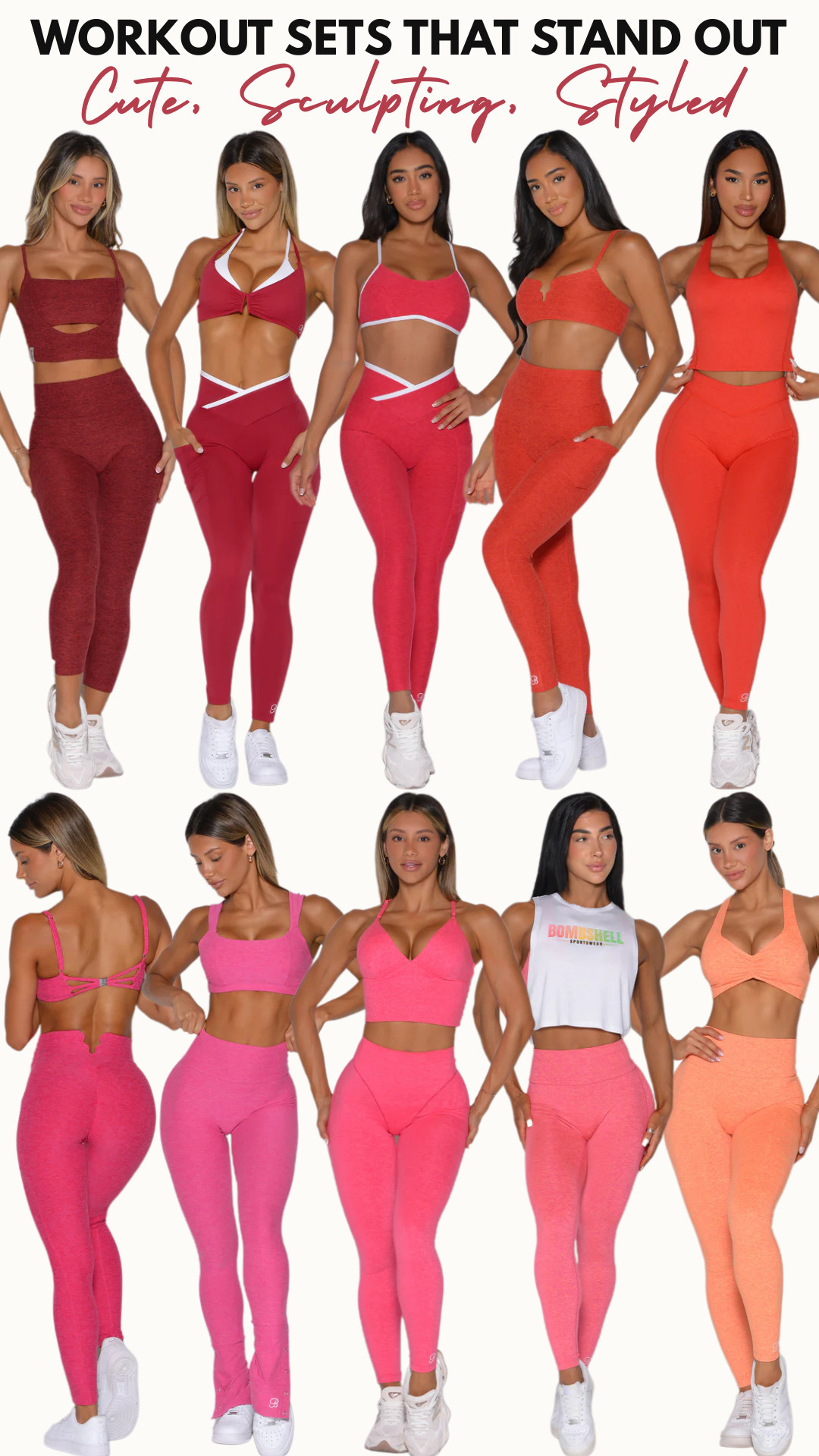 Bombshell Sportswear | Sports Bra, Tank Tops & Snatching High-Waisted Leggings | Matching Sets 

Workout Sets That Stand Out: Cute, Sculpting, Styled

For the days you want your activewear to feel cute, sculpting, and confidence-boosting the second you put it on. 

These Bombshell Sportswear red, pink, coral, and orange workout sets have that bold gym-girl look that feels flattering, feminine, and instantly styled.

This edit is perfect when you’re over plain black leggings and want something that actually makes your outfit feel like part of the motivation. 

The leggings, bra tops, and matching sets give that body-hugging, put-together activewear look you can wear for workouts, pilates, lifting, hot girl walks, errands, coffee runs, and casual athleisure days.

Why these are worth clicking:
• Sculpting leggings that flatter and make the outfit feel sleek
• Red, pink, coral, and orange activewear colors that stand out
• Matching workout sets that look styled with zero extra effort
• Bra tops with cute details that make each outfit feel more elevated
• Gym-to-errands pieces that feel sporty, feminine, and wearable

Perfect for Bombshell Sportswear activewear, red workout sets, pink gym outfits, coral activewear, orange workout sets, matching leggings sets, sculpting leggings, cute workout clothes, pilates outfits, lifting outfits, hot girl walk outfits, athleisure outfits, coffee run outfits, travel day outfits, and sporty everyday style.

These are the sets that make you want to stop saving cute activewear for later and actually wear it now.

↓ Everything is linked!

#LTKActive #LTKSaleAlert #LTKTravel